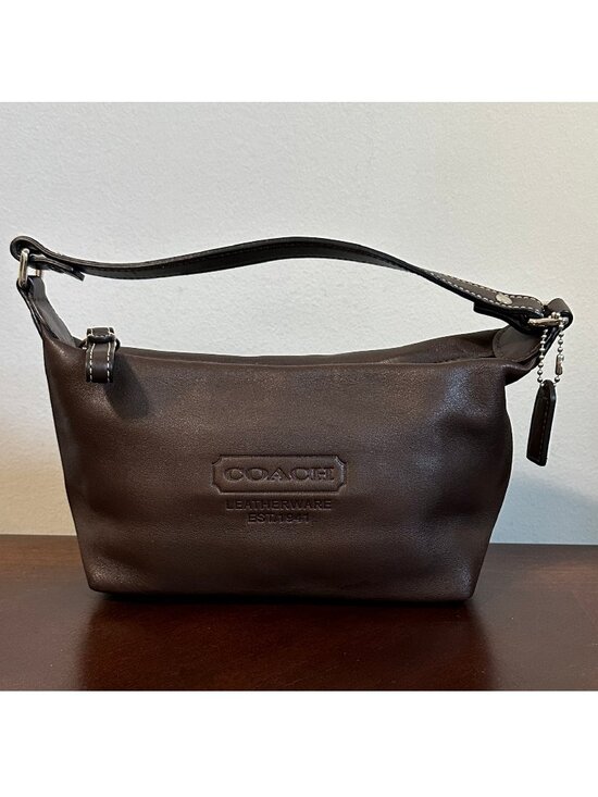 Coach Handbags - Coach Brown Leather Mini Baguette Bag